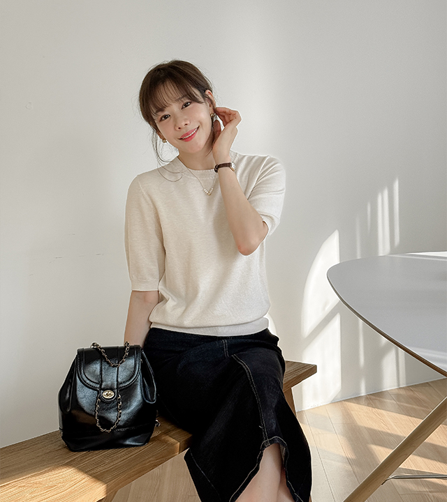 Low viscose short-sleeved knit 