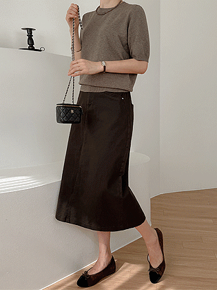 Ribbed semi A-line skirt