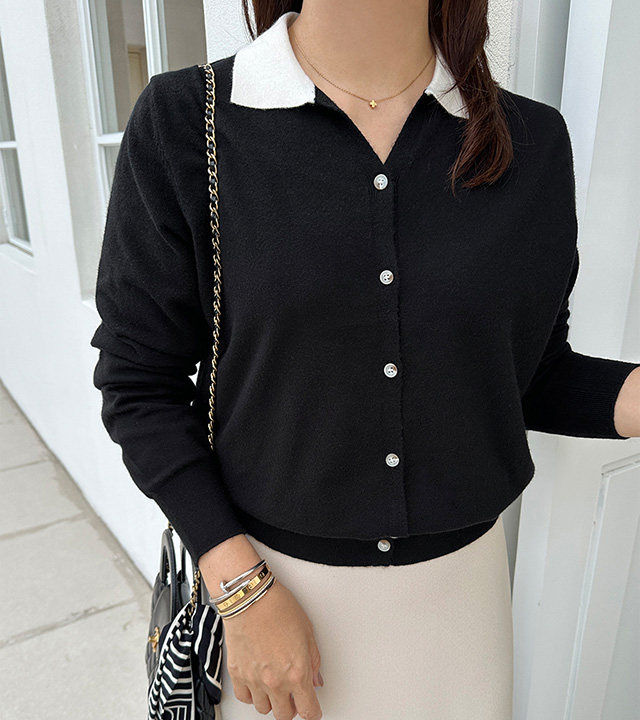 Le Coy color block collar cardigan