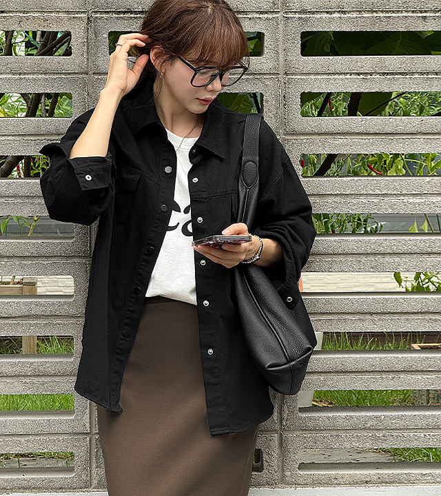 Solid cotton shirt jacket
