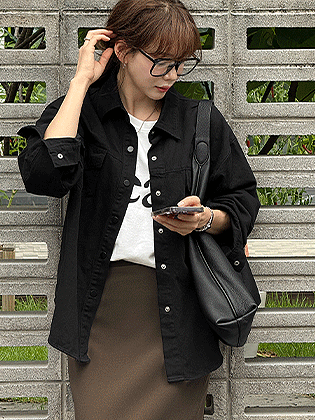 Solid cotton shirt jacket