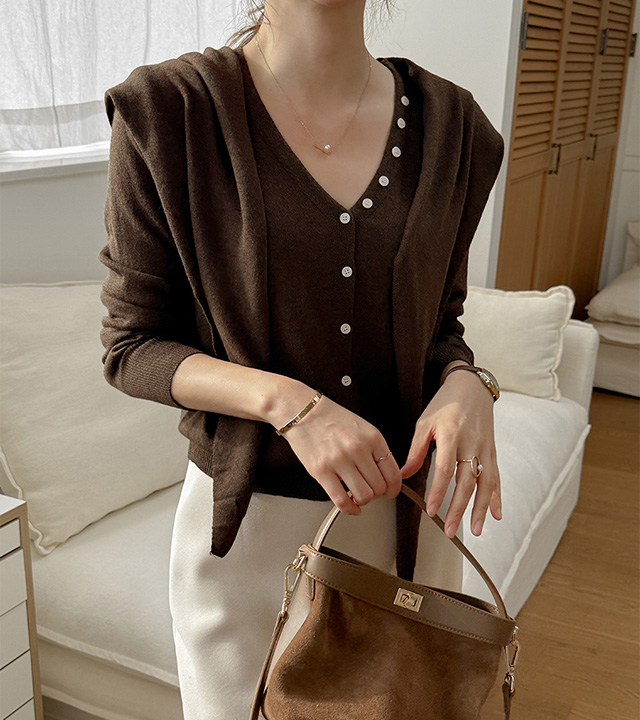 Riel Button Knit Cardigan (Shawl Set)