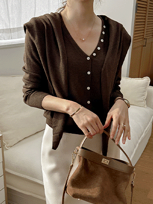 Riel Button Knit Cardigan (Shawl Set)