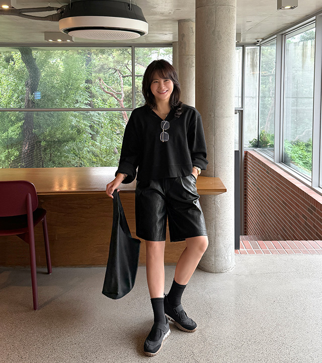French pintuck leather pants