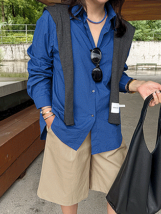 Solid loose-fit shirt (shawl set) 