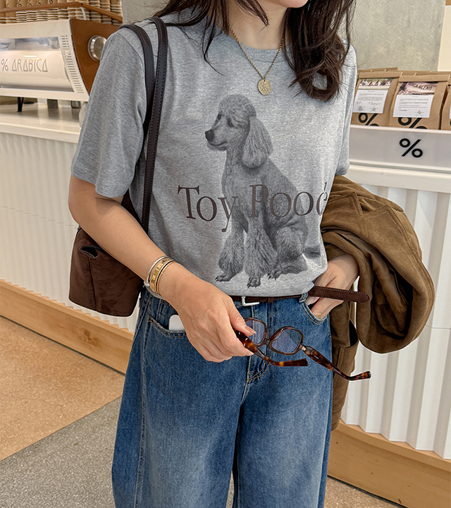Poodle Print Short Sleeve T-Shirt