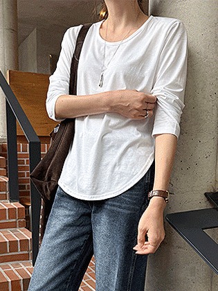 Pound Semi U-Neck Long Sleeve T-Shirt 