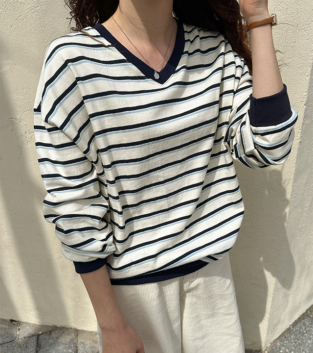 Robin Stripe Man-to-Man Tee
