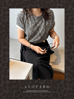 Leopard peach fleece short-sleeved tee