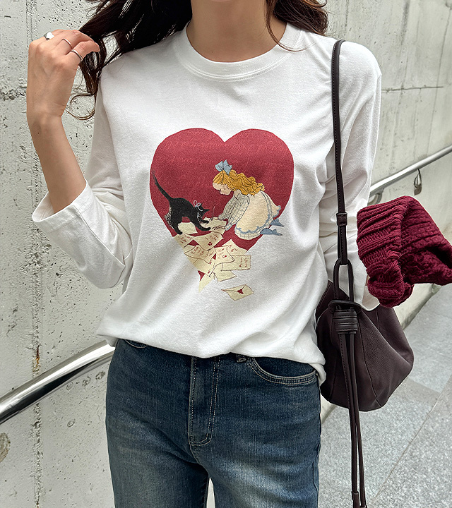 Heart Print Long Sleeve T-Shirt