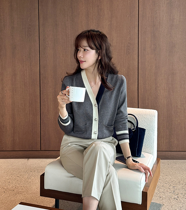 Laura color block knit cardigan
