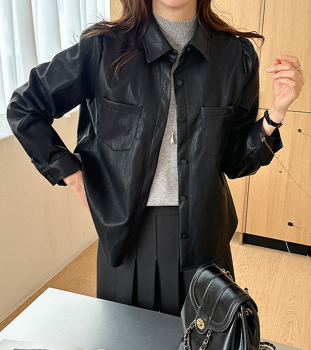 Spencer leather shirt jacket