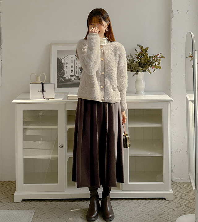 Olia pleated half-banded skirt