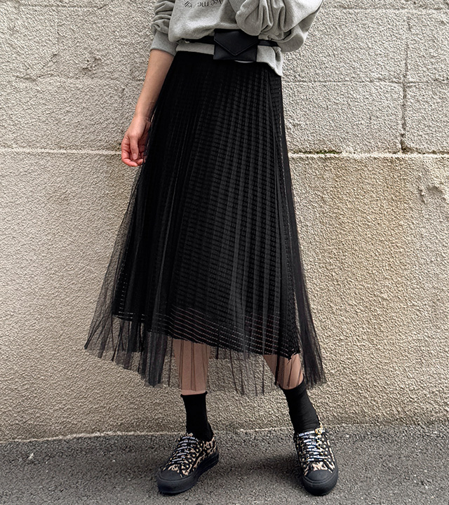 Square lace chiffon skirt