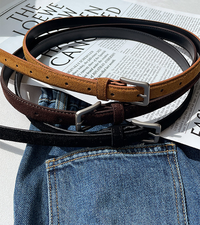 Real suede leather belt