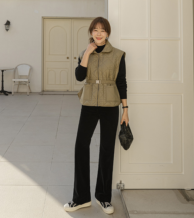 Slick Quilted Vest (Belt Set)