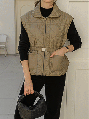 Slick Quilted Vest (Belt Set)