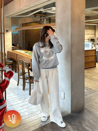 Wool-like raised fleece wide pants