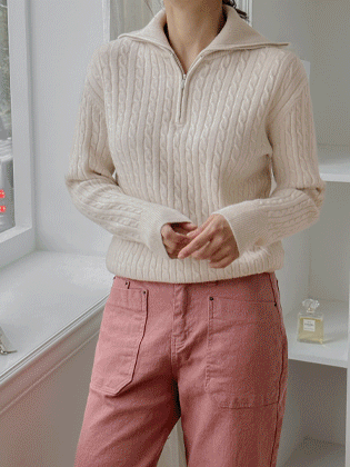 Fiona Twisted Half Zip Up Knit