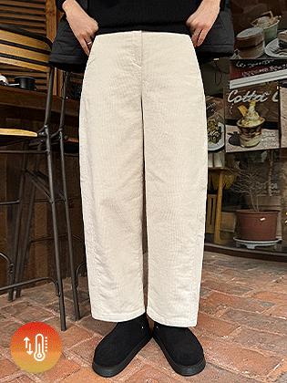 Warm curve-fit corduroy fleece pants