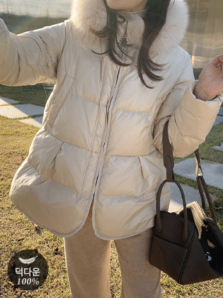 Mong Fox Fur Hooded Padded Jumper