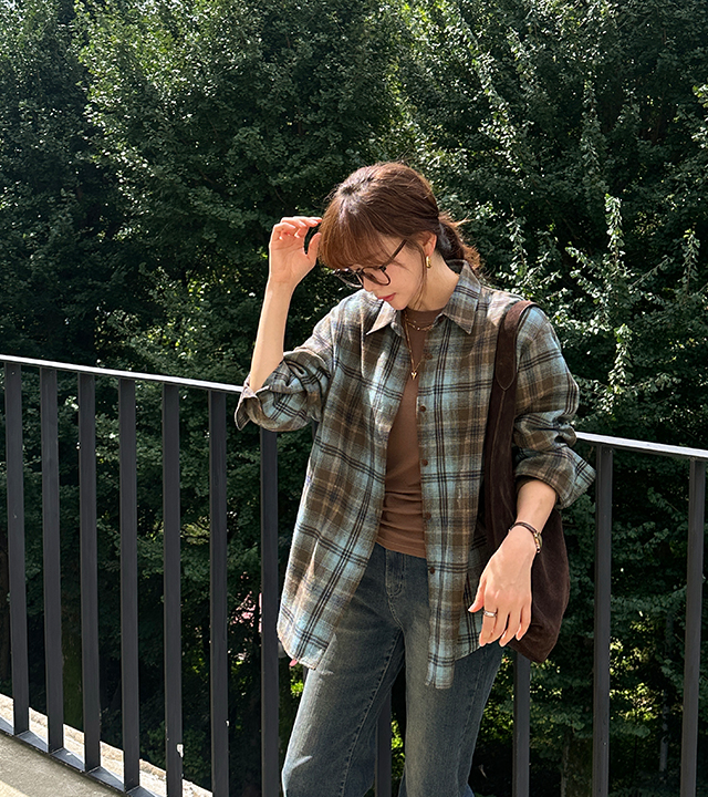 [MADE] Mint Chocolate Check Shirt