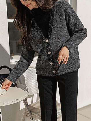 Mixed Sequin Wool Cardigan