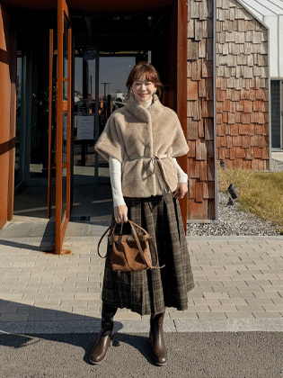 Elo wool check skirt