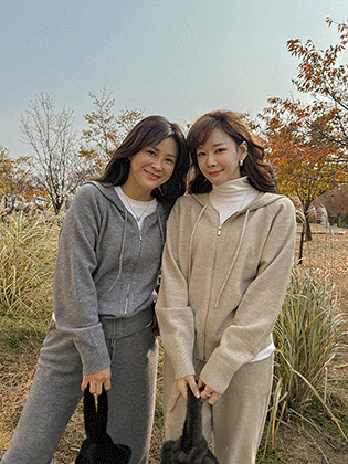 Together Knit Hooded Zip-Up