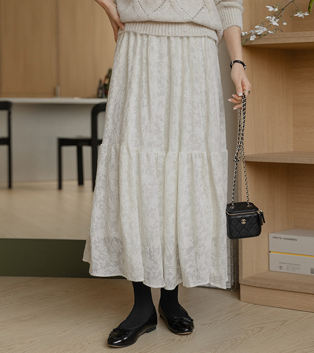 Jane Shirring Long Skirt