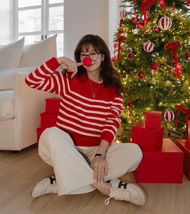 Color striped wool knit