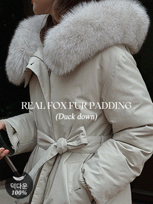 Real Fox Fur Belted Duck Down Padding