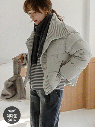 High-neck knit color duck down padding