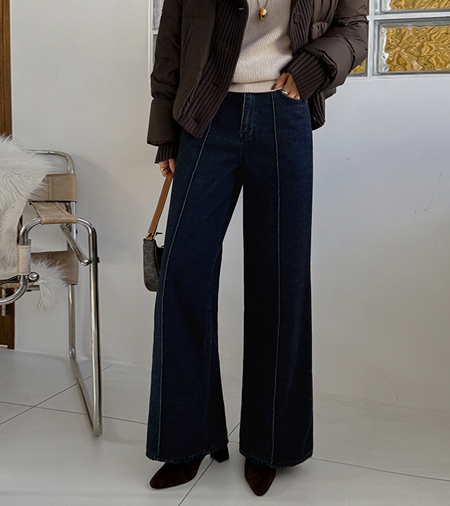 Chenille cut wide brushed denim