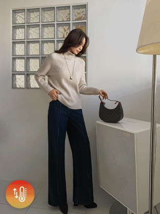 Chenille cut wide brushed denim