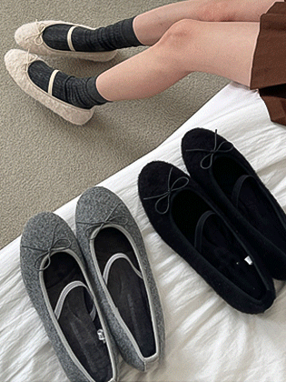 Ella Wool Raised Mary Jane Flats 