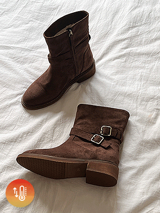 Suede sheepskin-lined mid-calf boots 
