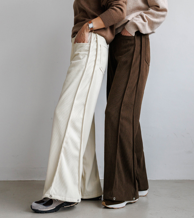 Snap-cut corduroy raised fleece pants