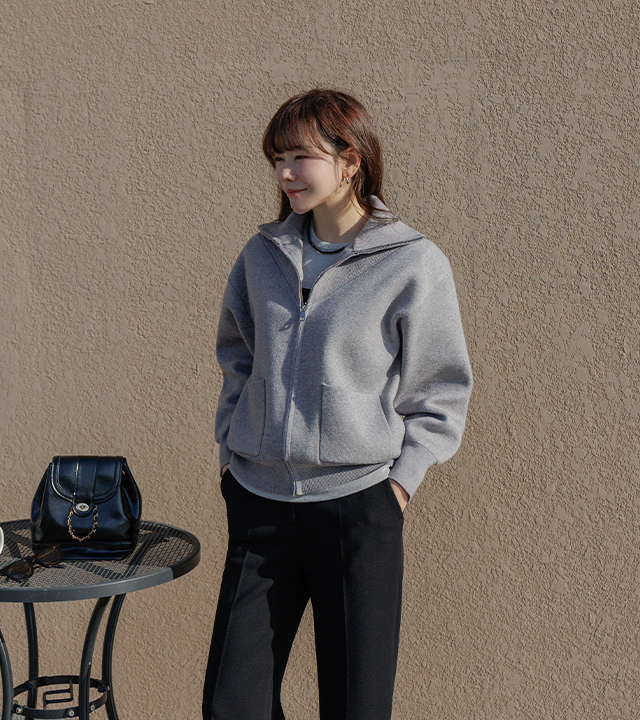 Lete Zip-Up Knit Cardigan 