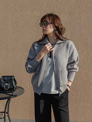 Lete Zip-Up Knit Cardigan 