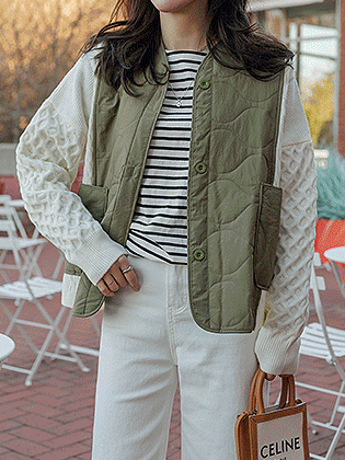 Pave Knit Color Block Quilted Jumper