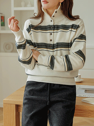 Miyu Striped High Neck Knit