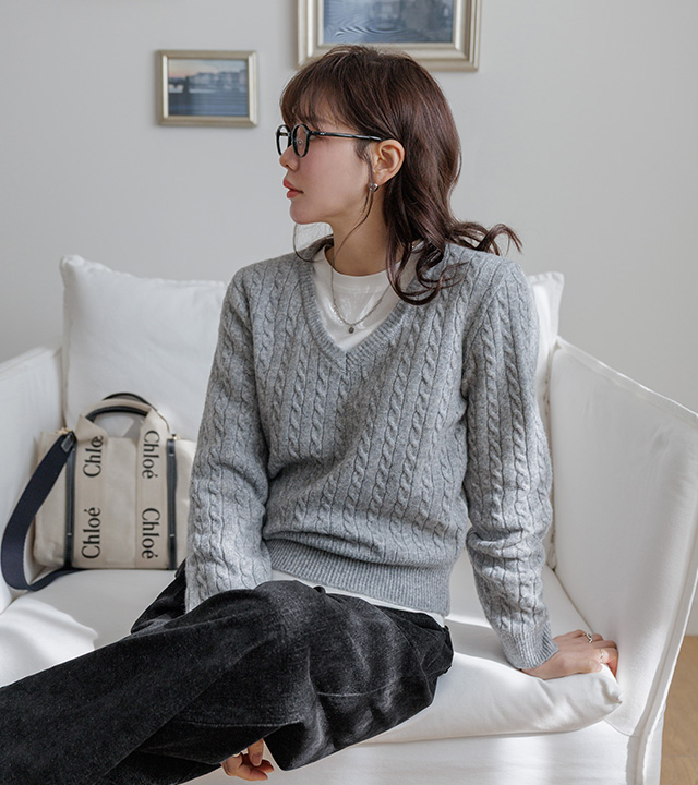 Bonnie Cable Knit (2 Types: Round Neck/V-Neck)