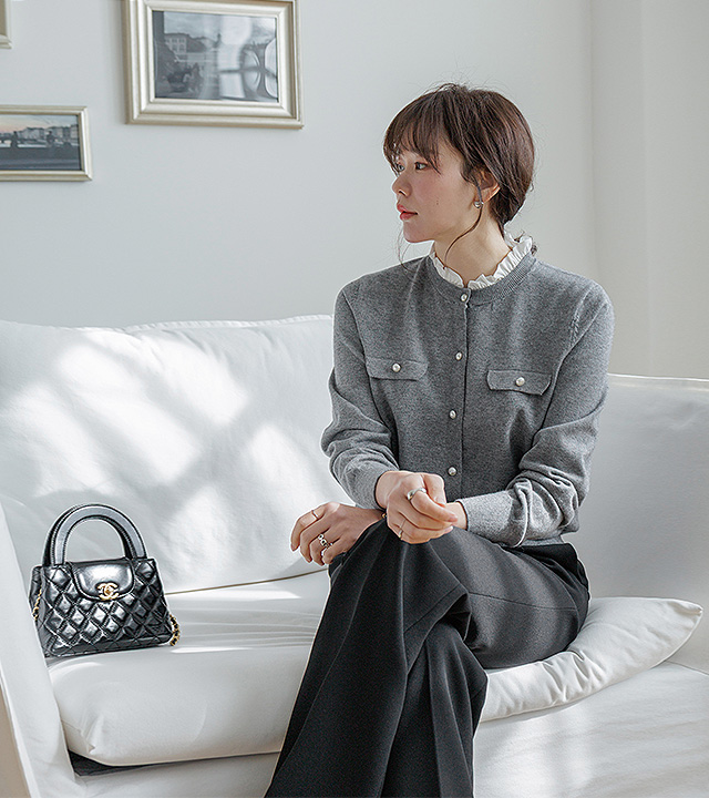 Eve Frill Pearl Button Cardigan 