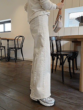 Eco-washed wide cotton pants