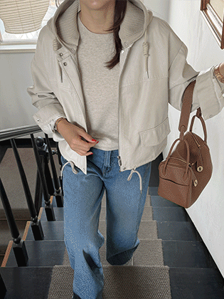 Edith Knit Hooded Leather Jacket