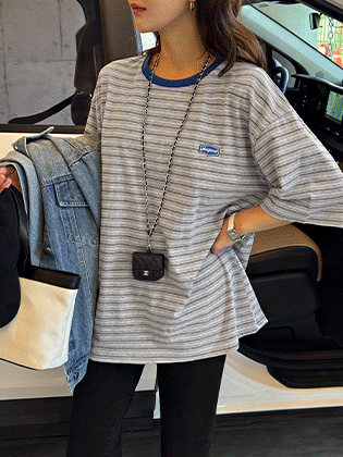 Margaret Patch Stripe Short Sleeve Tee