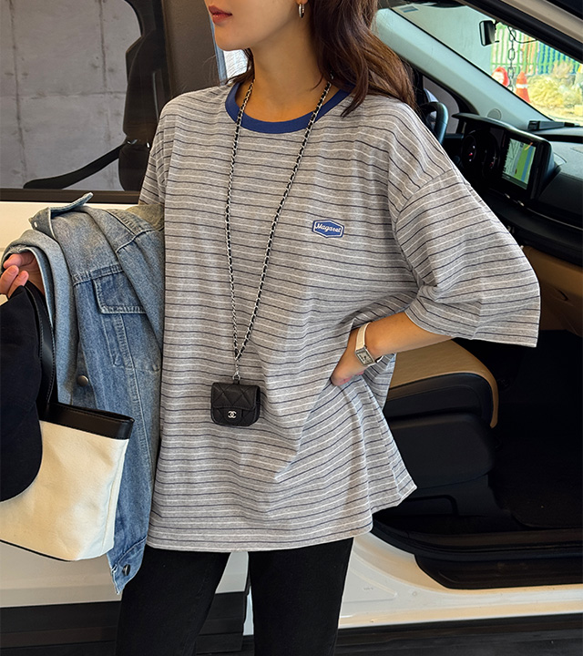 Margaret Patch Stripe Short Sleeve Tee