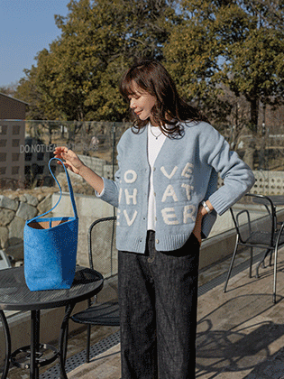 Whatever Lettering Wool Cardigan