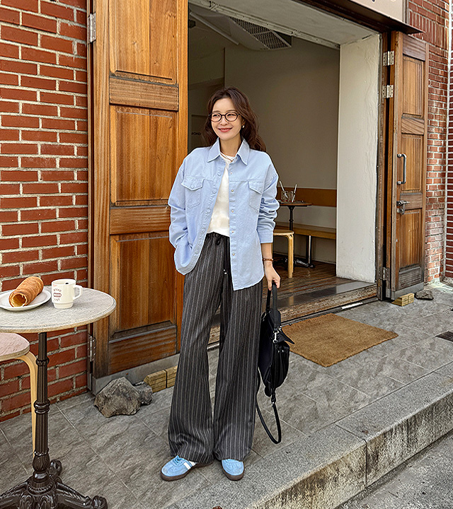 Solid cotton shirt jacket